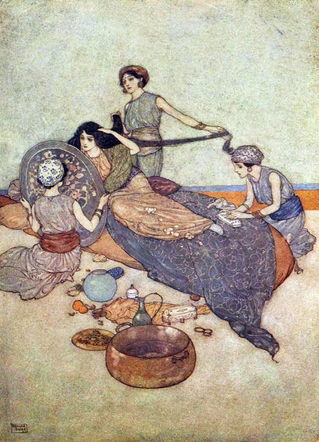 Edmund Dulac Till the Tale of Her Mirror Contented Her, from the ‘Stories from The Arabian Nights’ (1907)