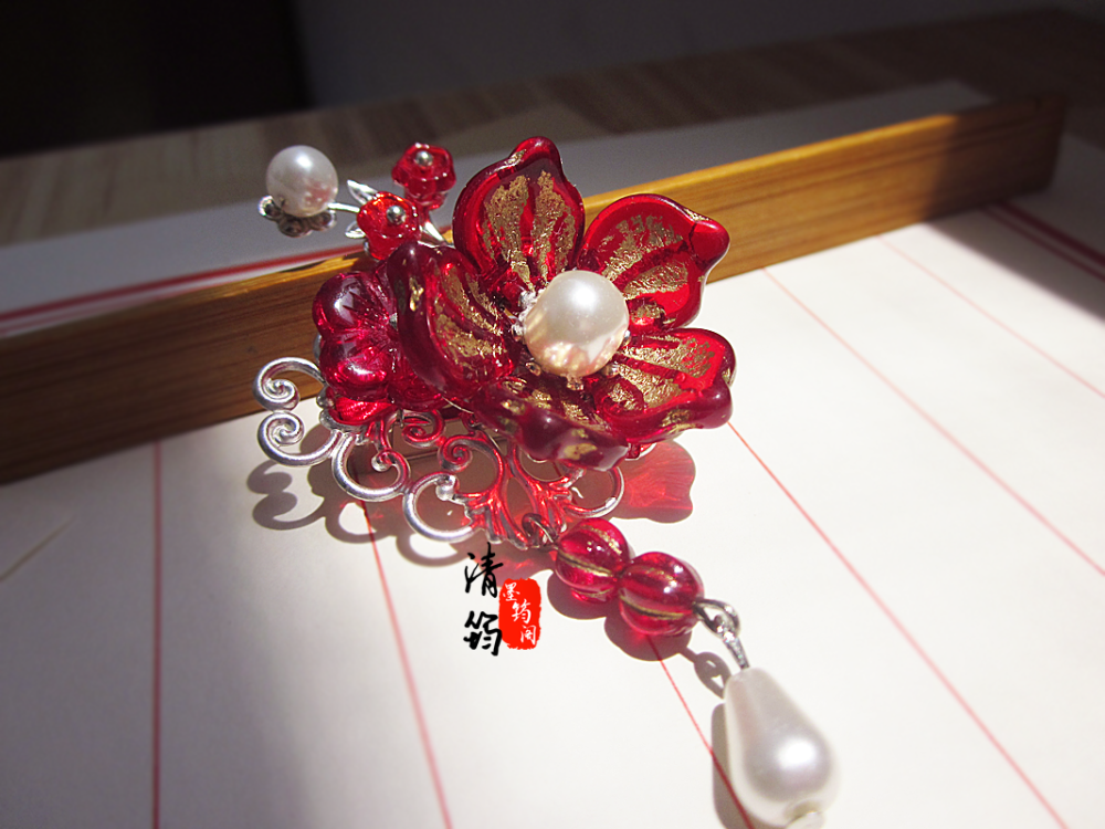 淘宝【墨筠阁】原创首饰设计制作 发簪 步摇 胸针 发钗 绢花 制作@苏清筠singun