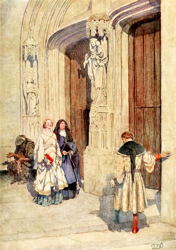 Petrarch and Laura at Avignon. From “Eleanor Fortescue Brickdale’s Golden Book of Famous Women” (1919)