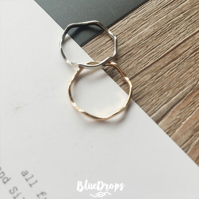 BlueDrops曲线波纹纹时尚简约设计vintage简洁戒指