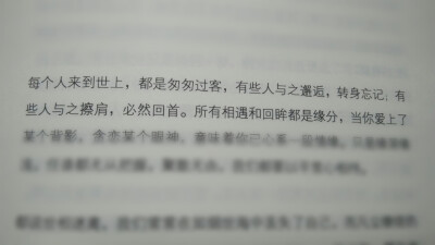 每个人来到世上，都是匆匆过客，有些人与之邂逅，转身忘记；有些人与之擦肩，必然回首