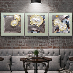 沙发背景墙壁画冷水瓷3D立体浮雕现代花卉餐厅无框挂画客厅装饰画
