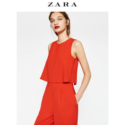 ZARA 女装 绉绸连体裤 07580559601