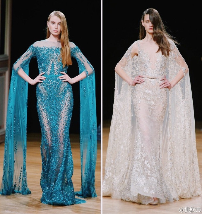 Ziad Nakad Fall 2016 Couture｜同样来自黎巴嫩的仙牌，有别于Zuhair Murad 跟Elie Saab 的是立体感超强的雕花，格纹状或者竖状的底纹。中东真是盛产仙裙的地方……