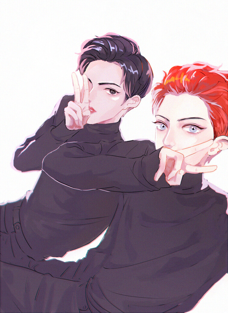 EXOFANART吴世勋朴灿烈手绘插画壁纸by.momomomew