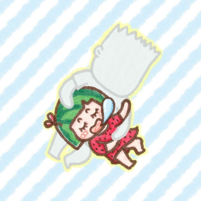 瓜小西 手绘 壁纸 头像 卡通 西瓜 可爱 锁屏 背景