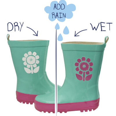 Squid Kids 变色雨靴，来自英国伦敦，雨天——花朵绽放的瞬间！