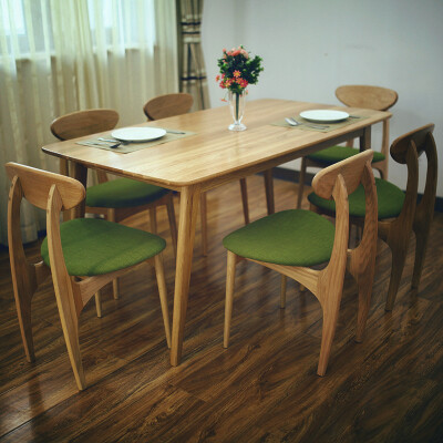 定制
餐桌椅组合北欧餐桌日式小户型简约实木餐桌宜家长方形白橡木家具