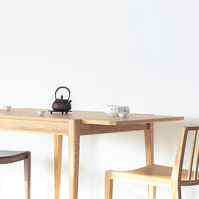 吱音 森叠实用折叠桌小户型餐桌设计师家具中式橡木餐台极美家具