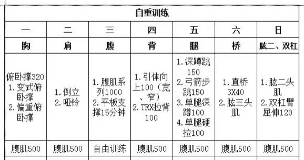 自重训练