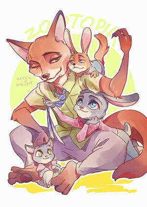 【侵删】#zootopia#nike#judy#疯狂动物城#插画#手绘#同人#二次元#动漫电影#狐兔#cp#壁纸##少女画风##少女心##拟人化#狐兔一家人