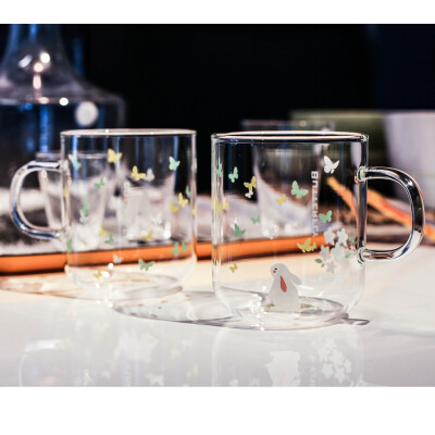 Tuuli和风系列蝴蝶杯耐热耐高温水杯创意zakka日式早餐牛奶玻璃杯