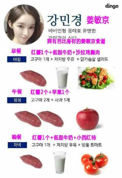 姜敏京·韩国一线女艺人减肥食谱·图片来自网络