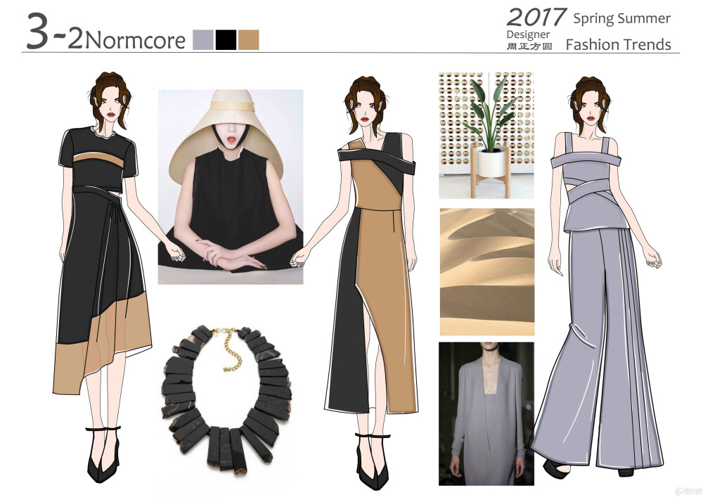 2017SS 独立 Designer 周正方圆流行趋势效果图作品 