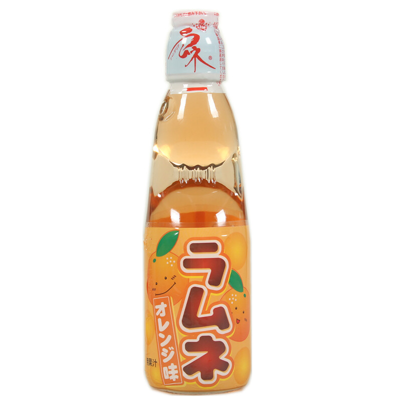 日本进口饮料 哈达 弹珠波子哈橘子味碳酸汽水200ml玻璃瓶装 0025