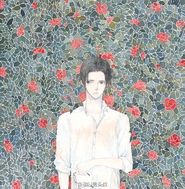 动漫男头，花与少年，