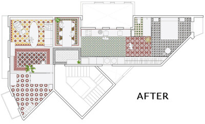 【巴塞罗那彩色地砖公寓】这是一处位于巴塞罗那Eixample区的一处公寓，公寓所处的建筑建于上世纪90年代初。原来的空间格局相对封闭，各使用功能之间缺少联系。房子的主人买下这里后聘请了当地Narch工作室为其重新规…