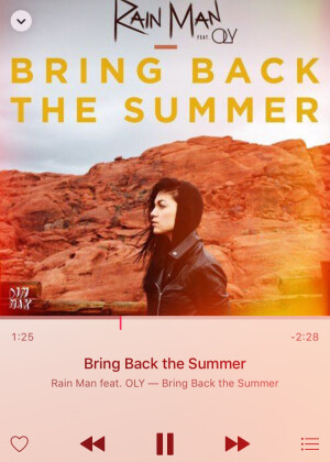 ThreeR卖安利：《Bring Back the Summer》Rain Man&OLY，夏日神曲！非常抓耳，不论remix版还是原作版都非常好听。安利Rain Man这位新人，她的专辑《Home》也很多良曲。