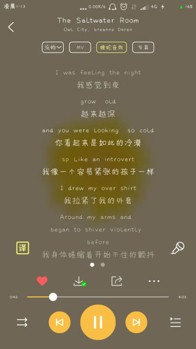 《The saltwater room》。
很适合做催眠曲啊……有点难过的调调。