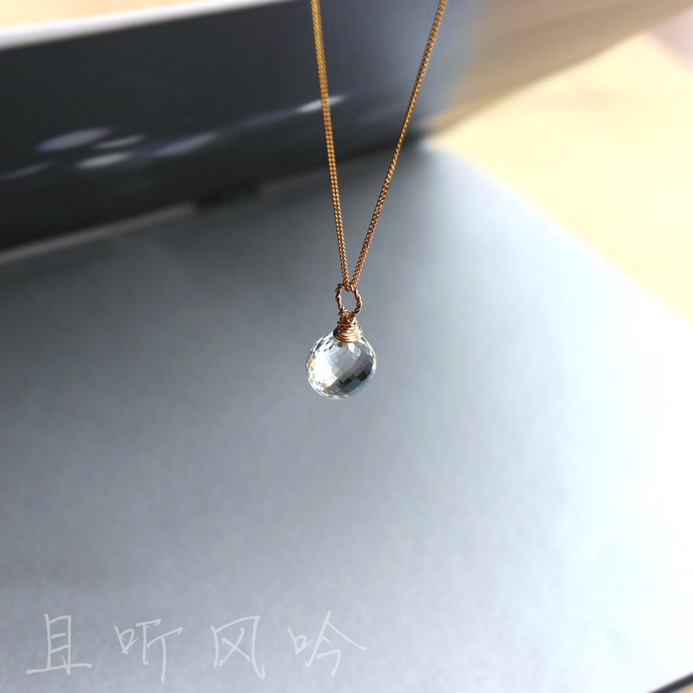 冰晶 原创手工天然白水晶肉水滴吊坠 锁骨链配坠 项链