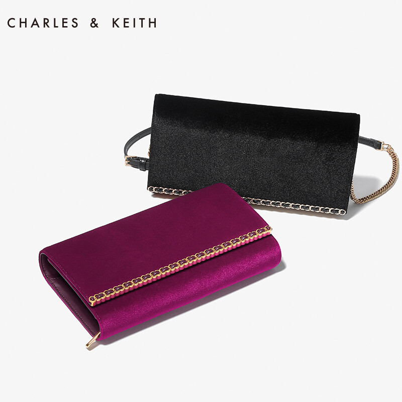 CHARLES&amp;KEITH 手拿包CK270700403 金丝绒链条肩包