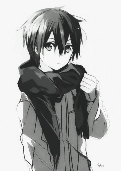 ☬⇝【网络收图，侵权立删】黑白色 灰色 帅哥 Pixiv p站 小清新 插画 简洁 唯美 美图 涂鸦 治愈 动漫 小清新 头像 二次元 意境 