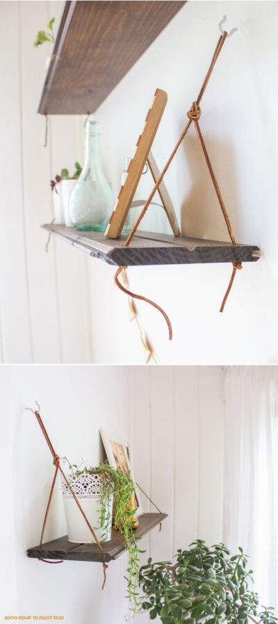 DIY: hanging shelves