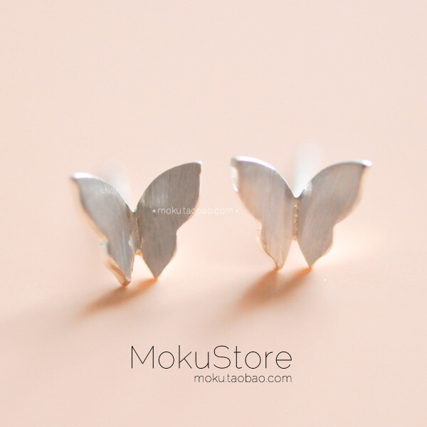 MokuStore●分享●925纯银 迷你！可爱小蝴蝶 耳钉蝶影