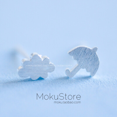 MokuStore●分享●925纯银 迷你！可爱云朵雨伞 耳钉晴雨空