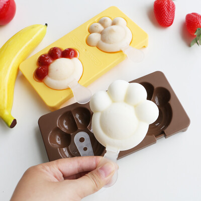 创意猫爪樱花DIY自制无毒冰棒雪糕模具 冰激凌冰糕模具 带盖冰模