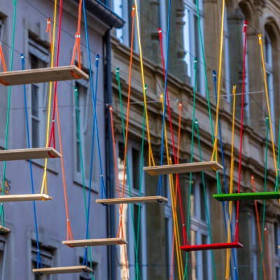 Max Mertens installs sea of swings over a busy Luxembourg street