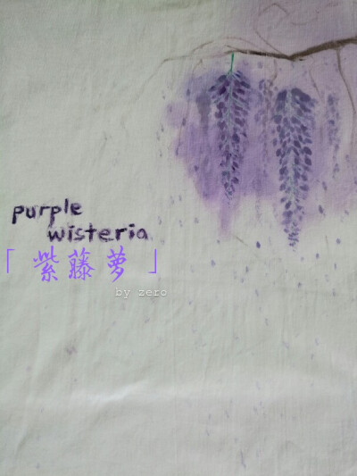 我的手绘t恤:「紫藤萝」
#最近迷上了画t恤，，，╰(*´︶`*)╯小伙伴们如果喜欢的话可以来找我哦