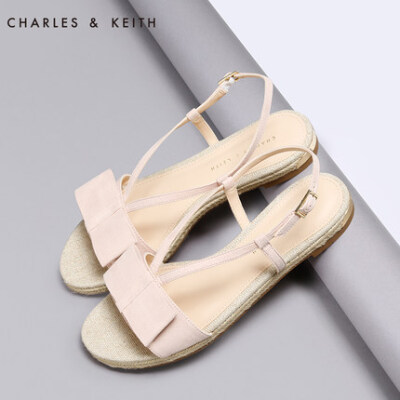 CHARLES&KEITH平底鞋女鞋 CK1-70360097 甜美蝴蝶结女凉鞋