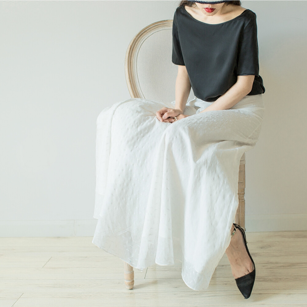 夏复古优雅羽毛双层秋丝棉唯美仙白色纯棉女超长裙大摆裙半身裙