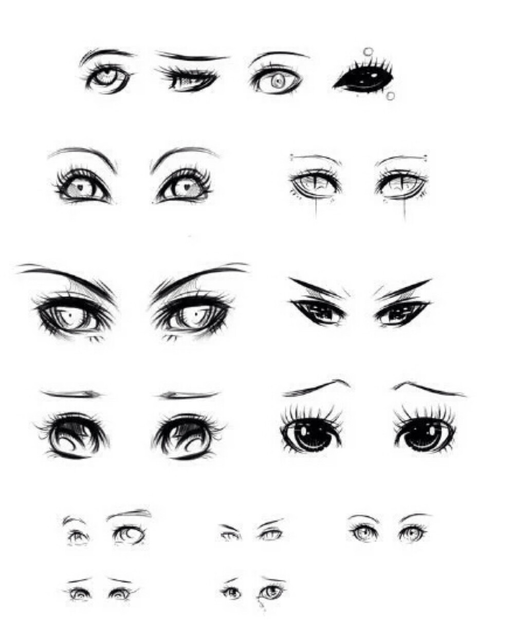 绘画参考# 嗷ヽ(*0766`)收集了一组日系眼睛的画法,从铺色到小