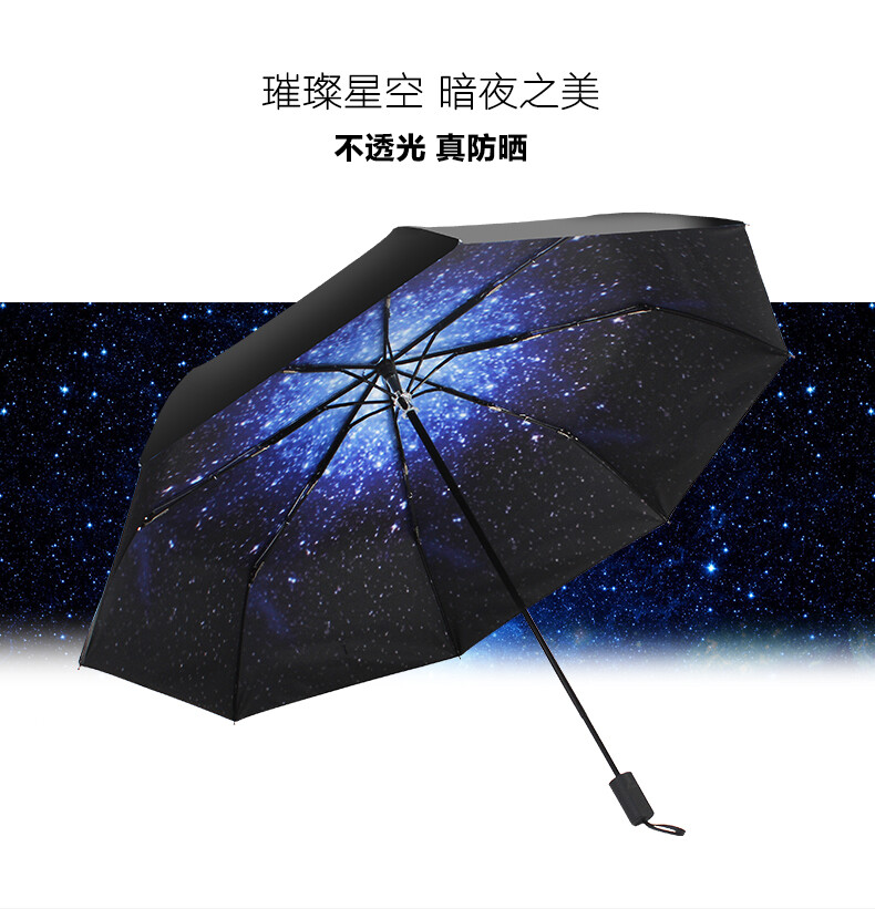 撑开伞。抬头，看见整片星空。