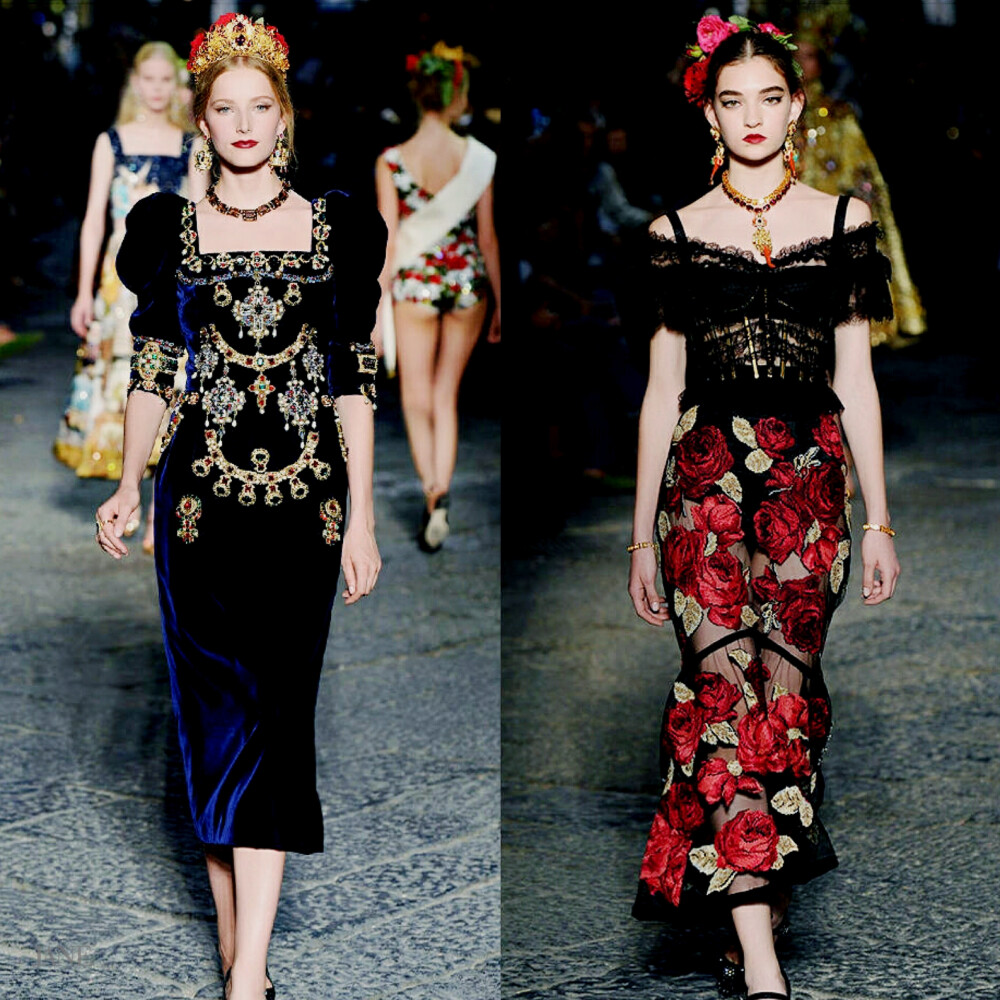 Dolce & Gabbana Alta Moda Fall 2016 一如既往的珠光浮华。加以复古的性感与妖娆。每一件都是艺术品。○原图来源微博 @Dipsy迪西，本图为SAYURI去水印后的图片。○