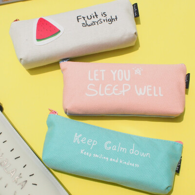 日韩国小清新铅笔袋 卡通笔盒 大容量男女简约创意学生文具收纳袋