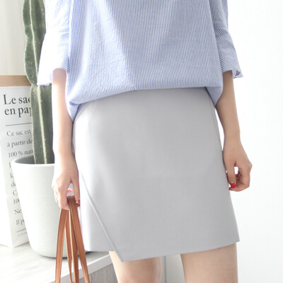 SO WHAT 072韩国夏季新款 灰色雪纺不规则简约气质半身裙短裙