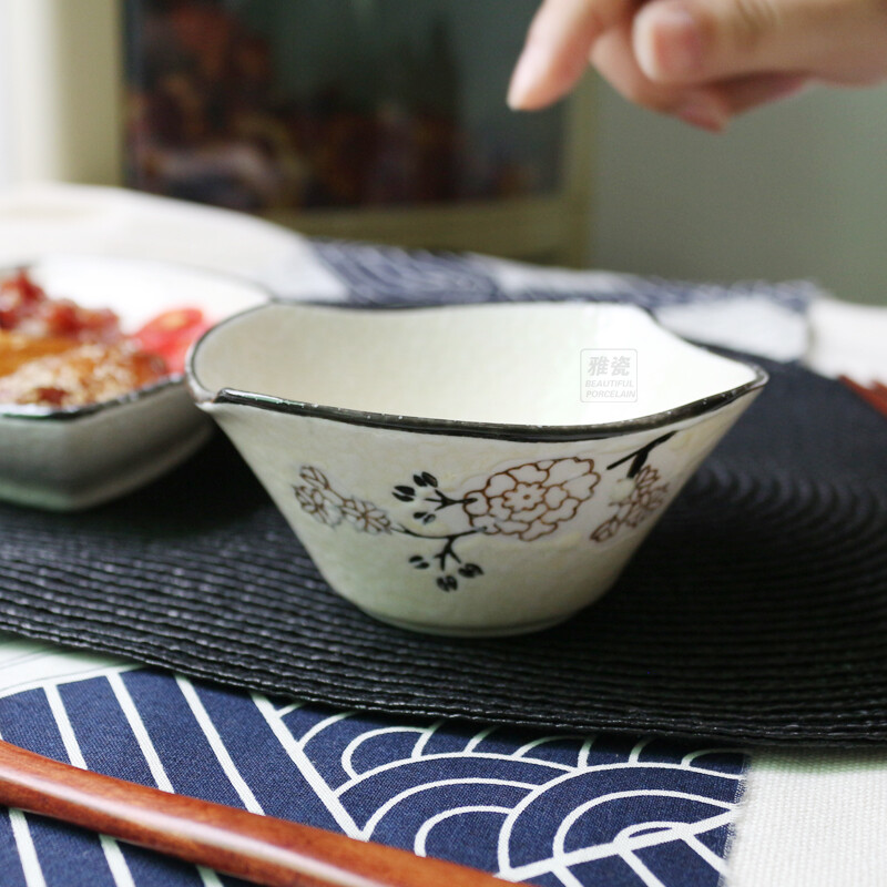 樱花系列雪花釉转角碗小碗零食碗