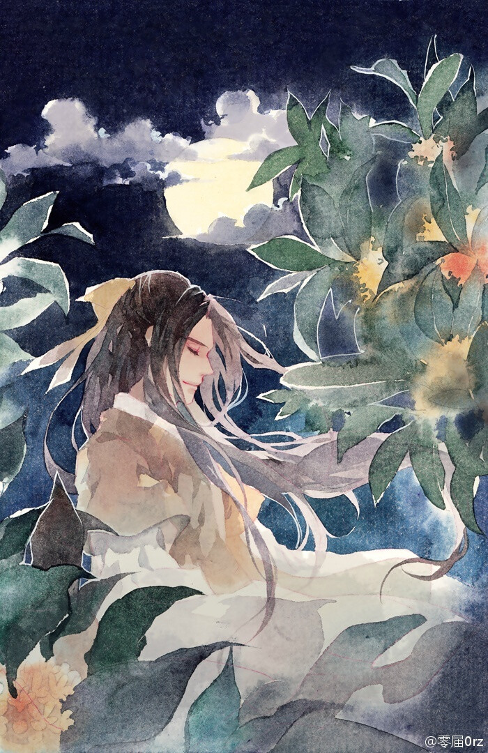 绘师微博：零届＃水彩古风插画＃