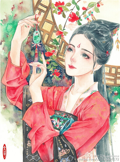 绘师微博：大花＃水彩古风插画＃