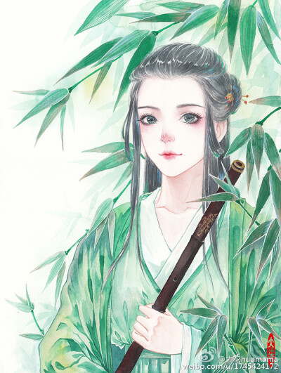 绘师微博：大花＃水彩古风插画＃