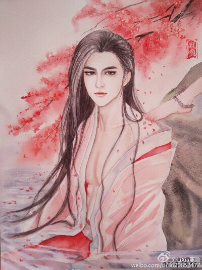 绘师微博：sky离歌＃水彩古风插画＃