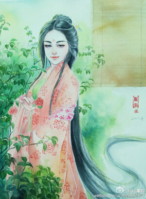 绘师微博：sky离歌＃水彩古风插画＃