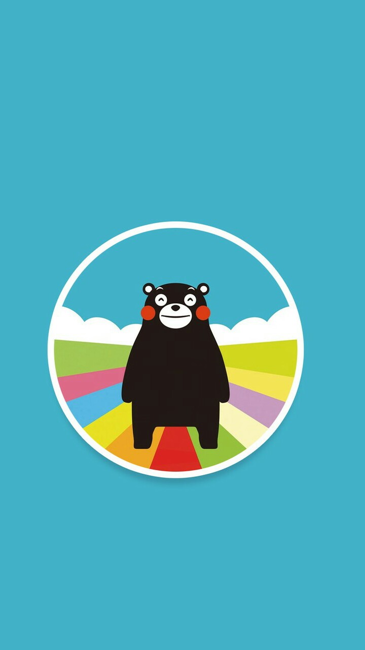可爱彩虹熊本熊 手机壁纸