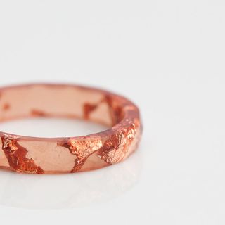 Cinnamon Resin Ring Stacking Ring Pink Gold Flakes Small Faceted Ring
OOAK burunt orange rusteam 