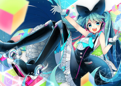 【id=58052793 画师：姐川 标题：smile!】初音未来，miku，魔法未来，魔法未来2016，magical miku，V家，VOCALOID，P站，动漫，少女，同人，插画