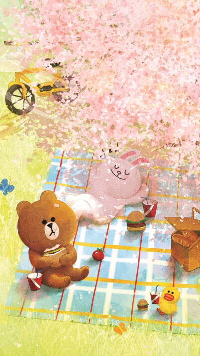 Hi 壁纸✨ Line Friends.卡通.布朗熊.可妮兔