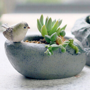 可爱动物创意田园石头多肉花盆